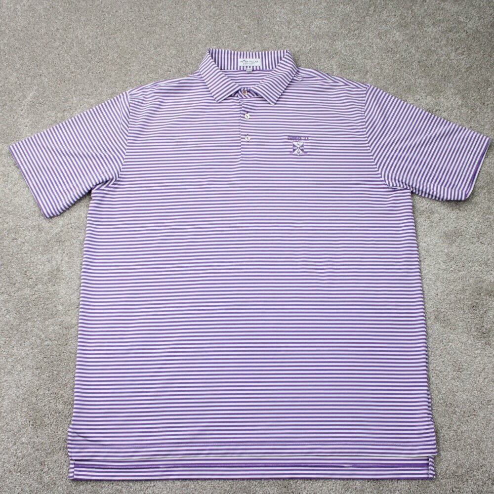 Peter Millar Polo Shirt Men XL Purple/White Summer Comfort Polyester Stretch S/S